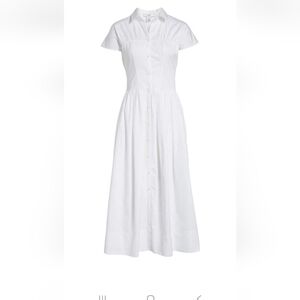 Lewit White Button-Front Midi Dress
